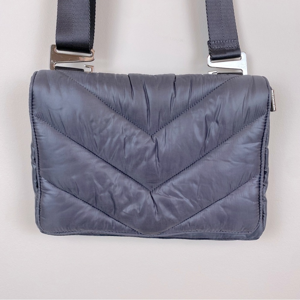 Caraa X Athleta Puffer Grey Satin Lightweight Crossbody Bag